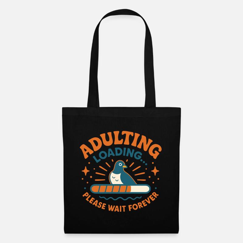 Adulting Loading Taube - Stoffbeutel - Schwarz