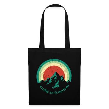 Endless Freedom Mountain Rainbow dans un design rétro - Sac en tissu - noir - Devant