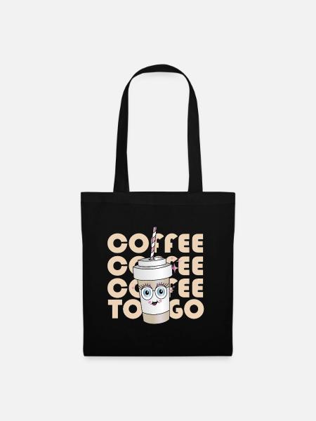 Kaffee To-Go Maskottchen - Stoffbeutel - Schwarz