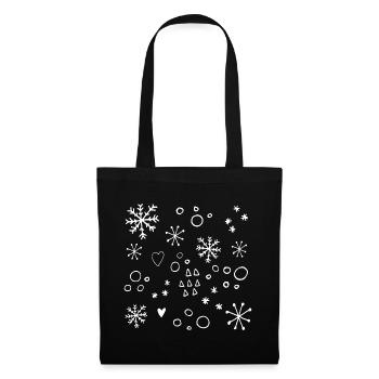 Motifs Flocons Hiver Noël Dessin Minimaliste - Sac en tissu - noir - Devant