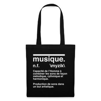 Musique Définition Style Dictionnaire - Sac en tissu - noir - Devant