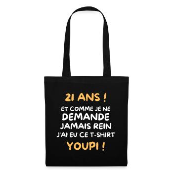Funny Draw Boy Teen 21 Years Funny Birthday 21 - Sac en tissu - noir - Devant