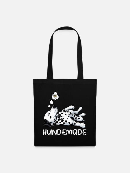 Hundemüde Dalmatiner Dalmatinerbesitzer Dalmatine - Stoffbeutel - Schwarz