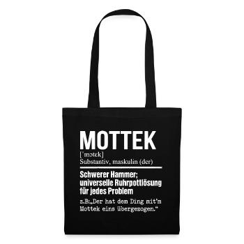 Mottek Definition, Ruhrpott, Ruhrgeiet Dialekt - Stoffbeutel - Schwarz - Vorne