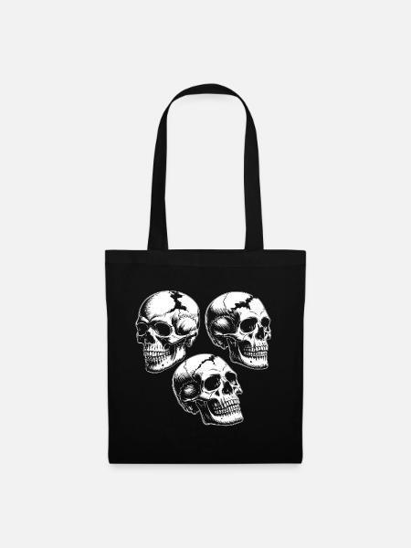 Drei Totenkopf Silhouetten - Stoffbeutel - Schwarz