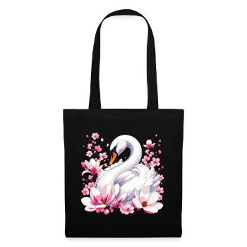 White Swan with Cherry Blossoms - Tote Bag - black - Front