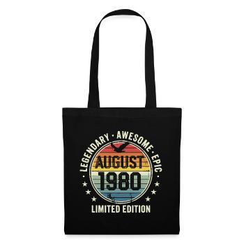 Legendary August 1980 Retro Vintage Anniversary - Tote Bag - black - Front