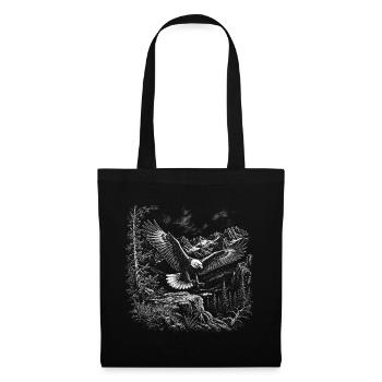 Flying bald eagle with mountain landscape - Tote Bag - black - Front