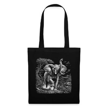 Wild elephant in African savannah - Tote Bag - black - Front