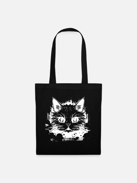 Katze Anime Look - Stoffbeutel - Schwarz