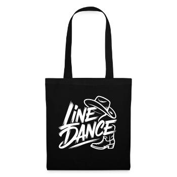 Line Dance Motiv Stiefel und Hut - Stoffbeutel - Schwarz - Vorne