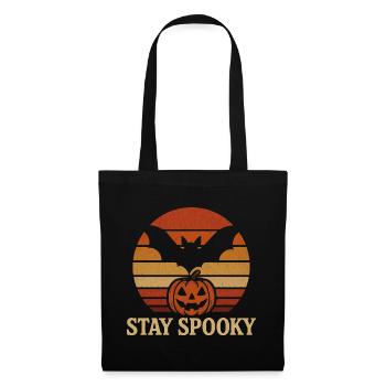 Stay Spooky Retro Halloween Fledermaus Kürbis - Stoffbeutel - Schwarz - Vorne