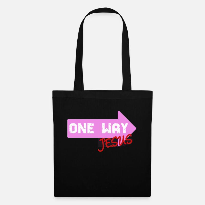One Way Jesus Schriftzug als coole Geschenkidee - Stoffbeutel - Schwarz