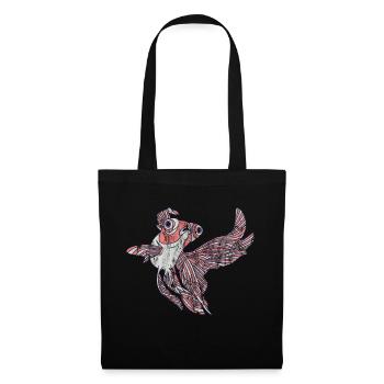 poisson rouge - Sac en tissu - noir - Devant