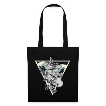 Koi Fish Triangle Japan Water Wave Gift - Tote Bag - black - Front