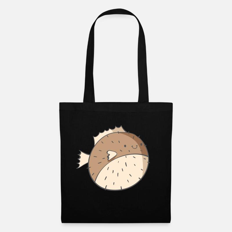 Kugelfisch - Stoffbeutel - Schwarz