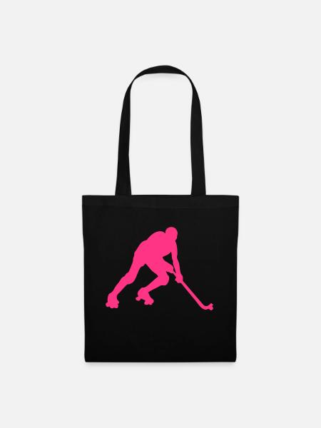 Rollhockey Silhouette Spieler1 - Stoffbeutel - Schwarz