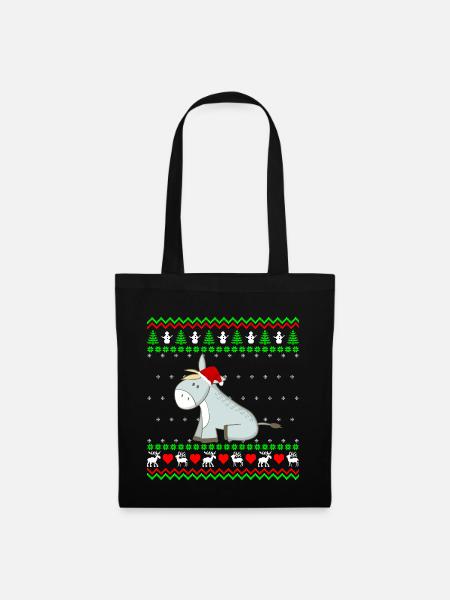 Süßer Esel Maultier Ugly Christmas Geschenk - Stoffbeutel - Schwarz
