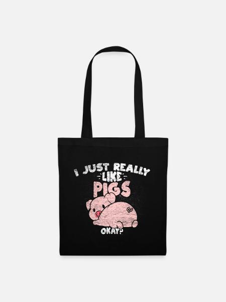 Schweine - Stoffbeutel - Schwarz