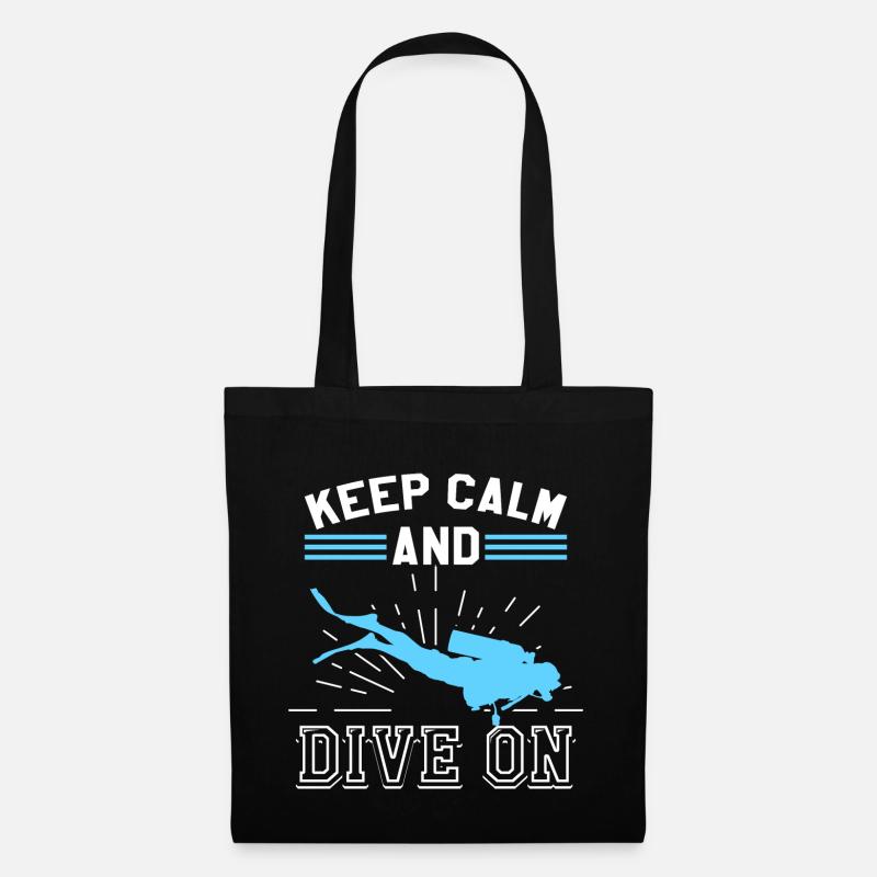 Keep Calm Tauchen Scuba Diving Geschenk Sport - Stoffbeutel - Schwarz