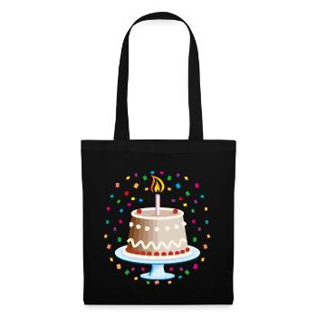 03 gâteau d’anniversaire gâteau anniversaire bougie - Sac en tissu - noir - Devant