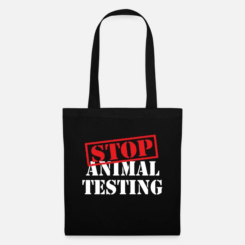 stop animal testing - animal rights - Stoffbeutel - Schwarz