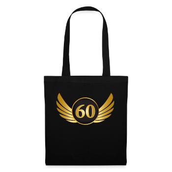 60. Geburtstag Jahre Geschenk Birthday Ehrentag - Stoffbeutel - Schwarz - Vorne