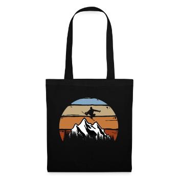 Sowboarder, Berge, Wintersport, Schnee, vintage - Stoffbeutel - Schwarz - Vorne