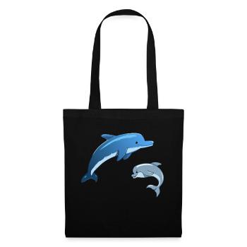 Des dauphins mignons - Sac en tissu - noir - Devant