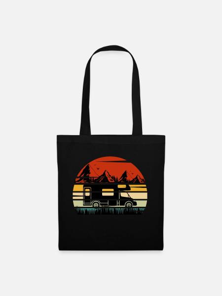camping vintage sunset retro - Stoffbeutel - Schwarz