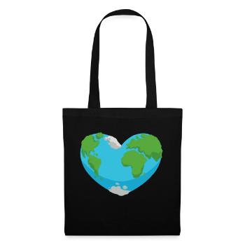 Erde Herz Natur Umwelt Planet Design - Stoffbeutel - Schwarz - Vorne