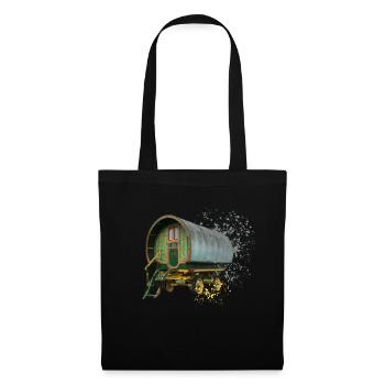 caravane gitane tirée par des chevaux, - Sac en tissu - noir - Devant