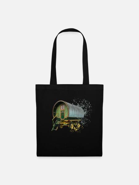 caravane gitane tirée par des chevaux, - Sac en tissu - noir