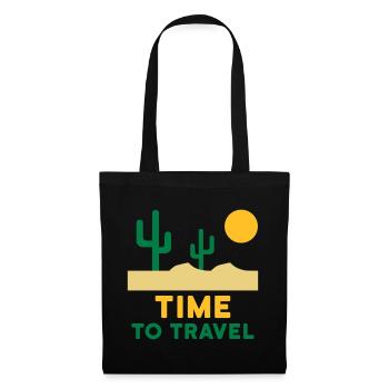 Time to travel (desert landscape, cacti, sun) - Tote Bag - black - Front