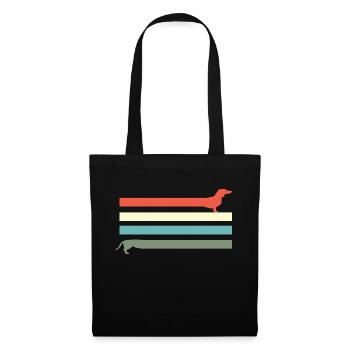 Teckel Teckel Cadeaux Rétro - Sac en tissu - noir - Devant