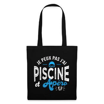 je peux pas j ai piscine et apéro Humour natation - Sac en tissu - noir - Devant
