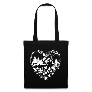 Flowers Forest Hiking Mountains Love Design - Tote Bag - black - Front