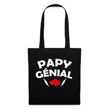 papy génial / humour grand-père / papy formidable - Sac en tissu - noir - Devant