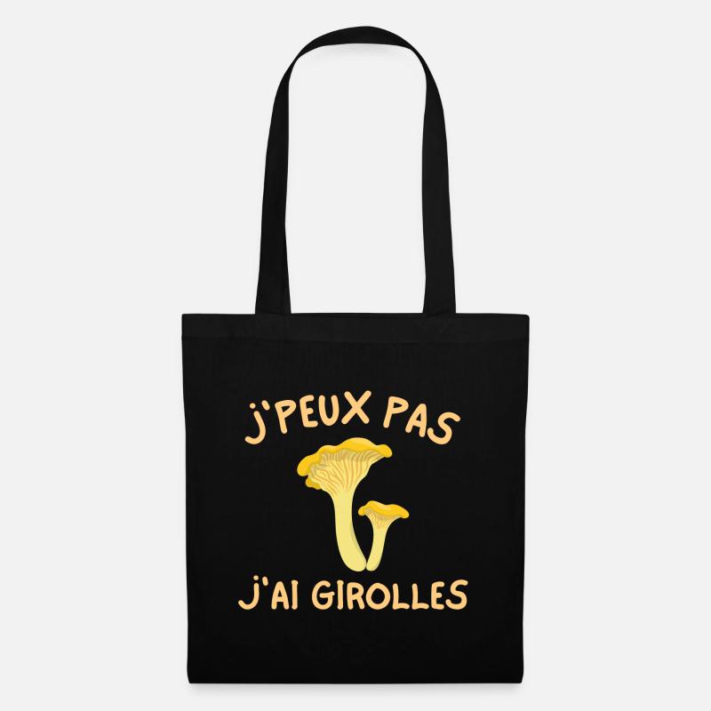 girolles, champignon, ramasseur de champignons - Sac en tissu - noir