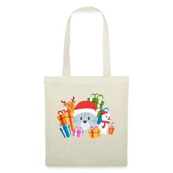Christmas Cat Present - Stoffbeutel - Natur - Vorne