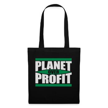 planet over profit Zitat - Stoffbeutel - Schwarz - Vorne