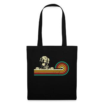 Golden Retriever Hund retro vintage Silhouette - Stoffbeutel - Schwarz - Vorne