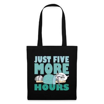 Just Five More Hours - Süßer Schlafender Waschbär - Stoffbeutel - Schwarz - Vorne