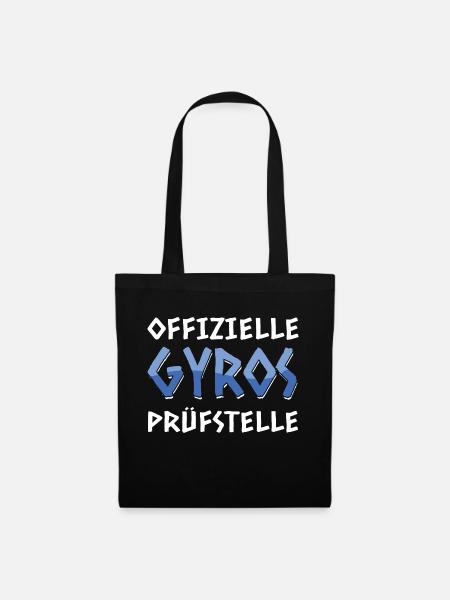 Offizielle Gyros Prüfstelle - Lustiges Gyros Essen - Stoffbeutel - Schwarz