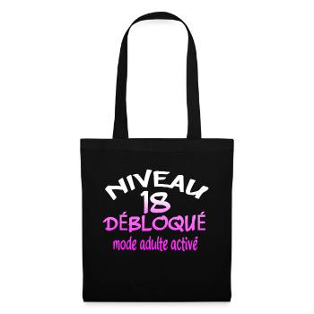ANNIVERSAIRE 18 ANS CITATION DRÖLE BLAGUE HUMOURS - Sac en tissu - noir - Devant