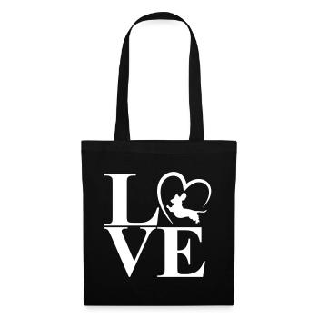Dachshund Dackel Love Heart - Stoffbeutel - Schwarz - Vorne