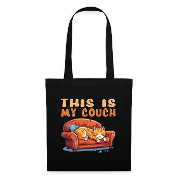 Cat Couch Sofa Funny Humor Typical Cartoon - Tote Bag - black - Front