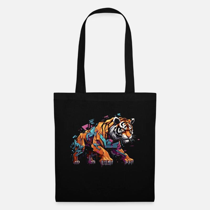 Urbanes Raubtier. Tiger im Graffiti-Stil. - Stoffbeutel - Schwarz