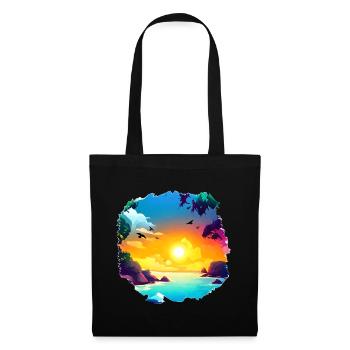 Summer Sunset Beach Watercolor - Tote Bag - black - Front