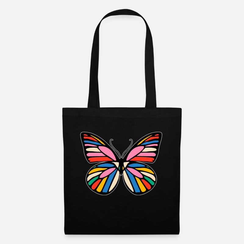 Fröhlicher mehrfarbiger Schmetterling - Stoffbeutel - Schwarz